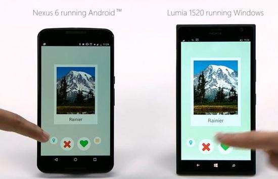 左：安卓 右：Windows Phone
