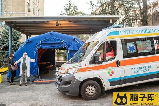  意大利都灵的一家医院，这里出现了几百例COVID-19确诊病例。来源：Mauro Ujetto/NurPhoto via Getty