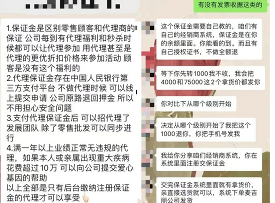 记者与麦吉丽总代理“果果”对话截图