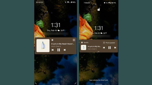 左：Android12 开发者预览版 1，右。Android 11
